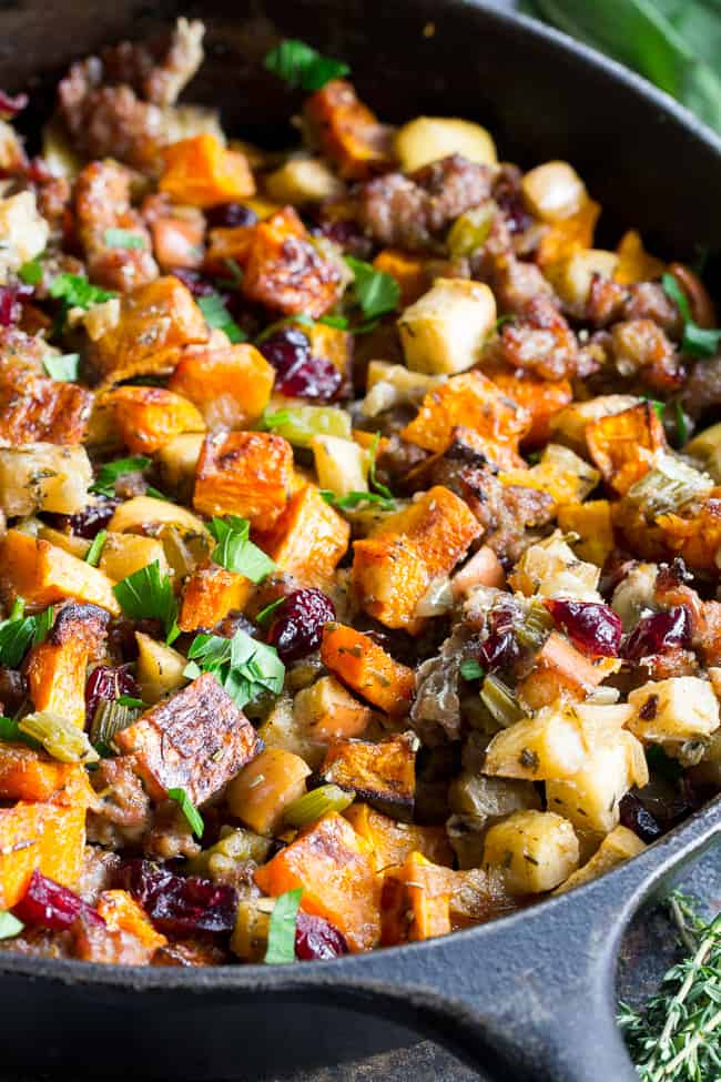 Butternut Squash, Brussels Sprout, and Bread Stuffing with Apples Butternut Squash, Brussels Sprout, and Bread Stuffing with Apples
