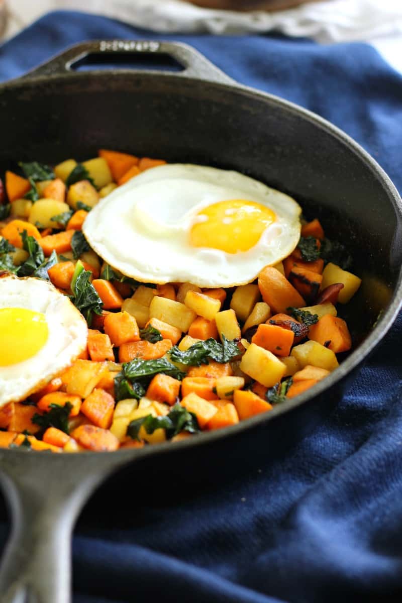 Sweet Potato Apple Kale Hash with Caramelized Onions {Whole30}