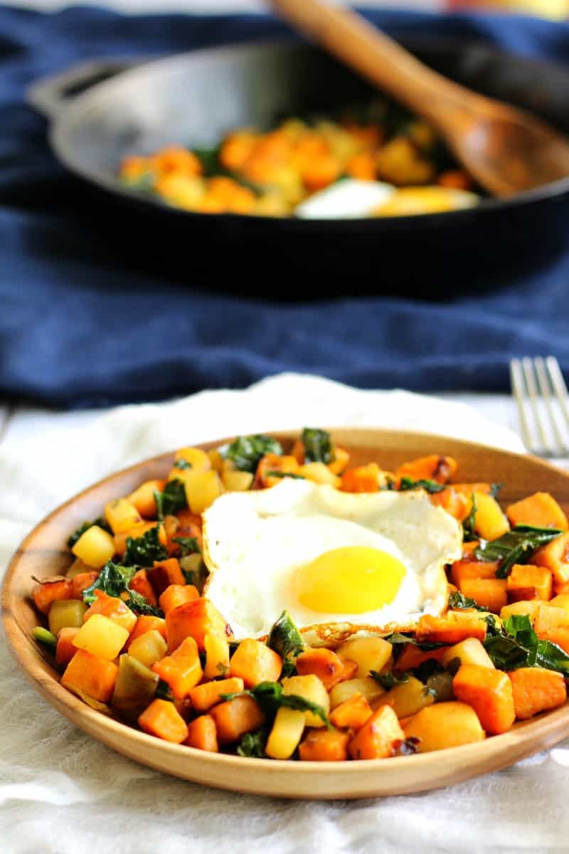 Sweet Potato Apple Kale Hash with Caramelized Onions {Whole30}