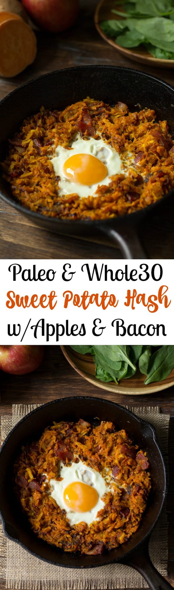 Sweet Potato Hash with Apples and Bacon - Paleo & Whole30