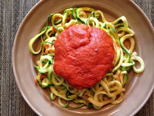 paleo pizza burgers over garlic zucchini pasta