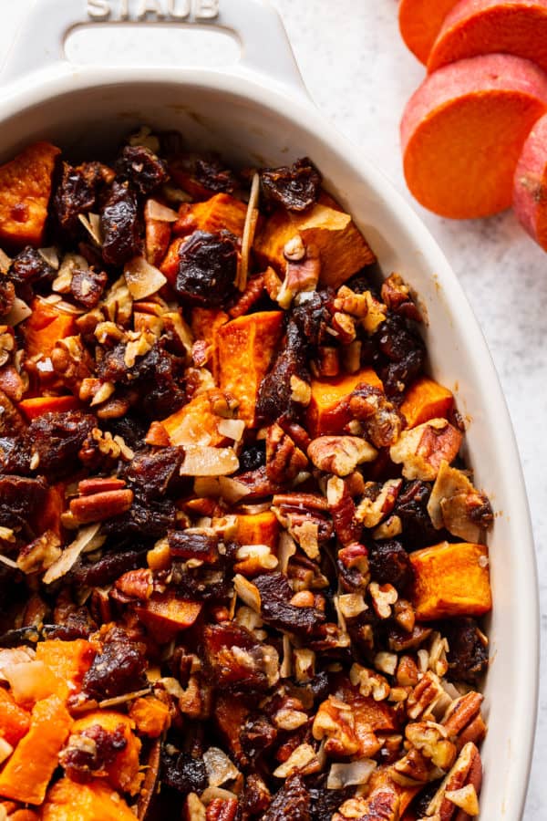 Paleo Candied Sweet Potatoes with Pecans & Dates {Vegan}