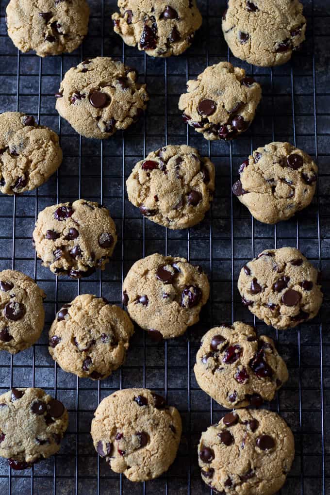 Soft and Chewy Paleo chocolate chip cranberry cookies