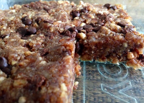 no bake chocolate chip fruit & nut bars