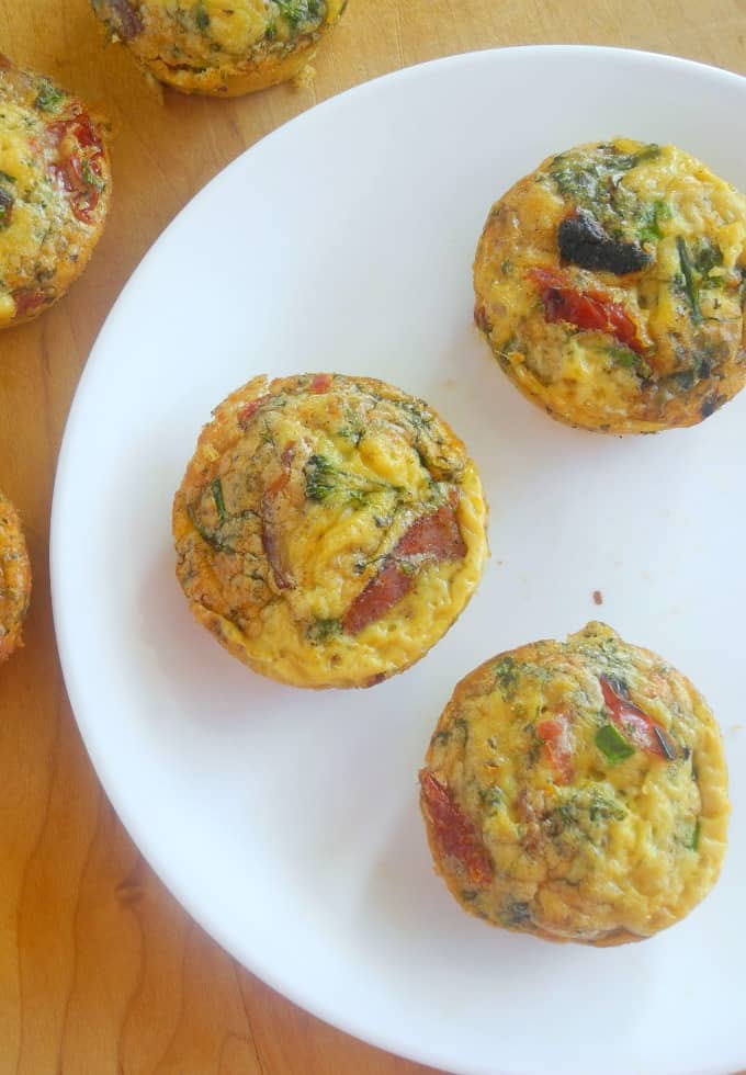 Sun-Dried Tomato Bacon Mini Frittatas with Broccolini #whole30 #paleo