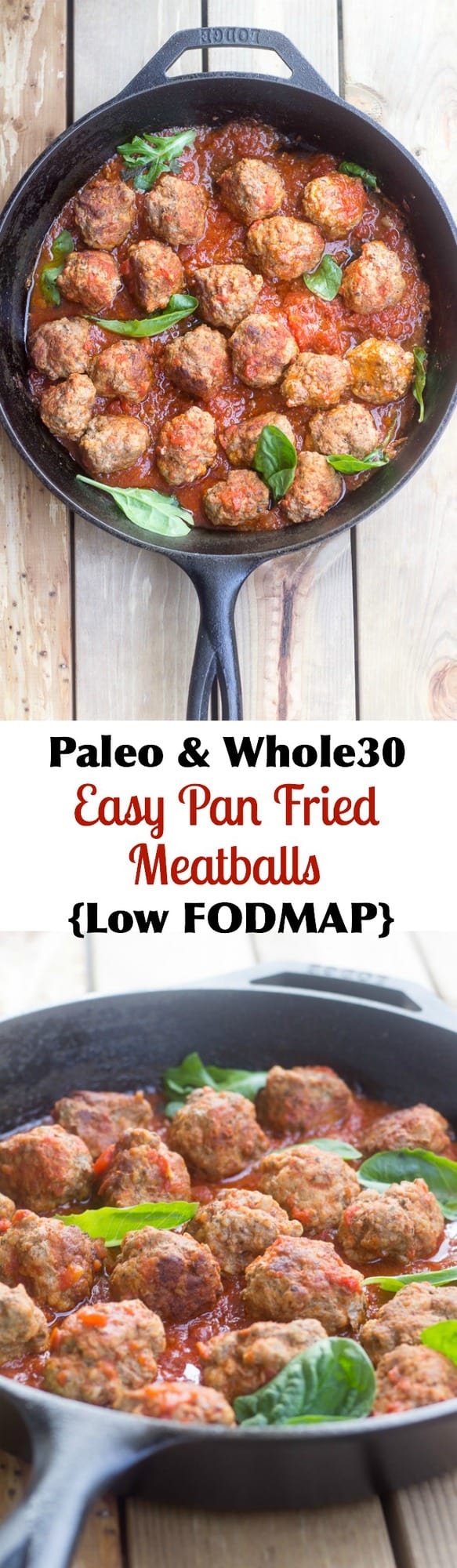 Paleo and Whole30 friendly easy pan fried meatballs that are perfect for a weeknight dinner! They're also low FODMAP and great for picky eaters.