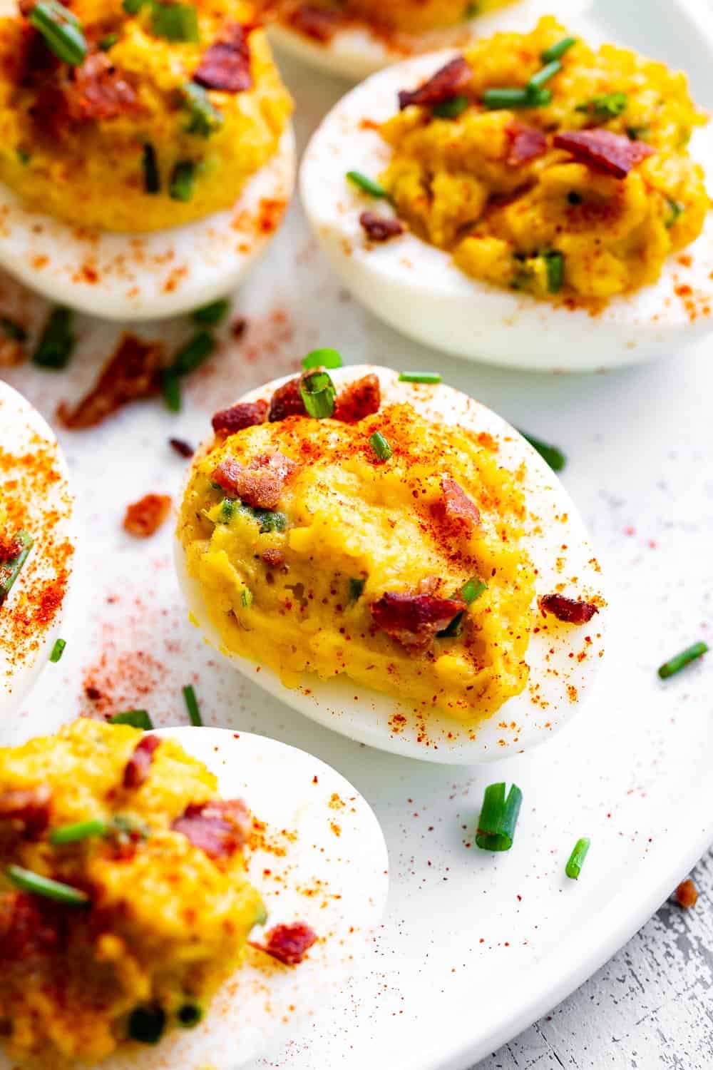 The Best Deviled Eggs with Bacon - Just a Taste