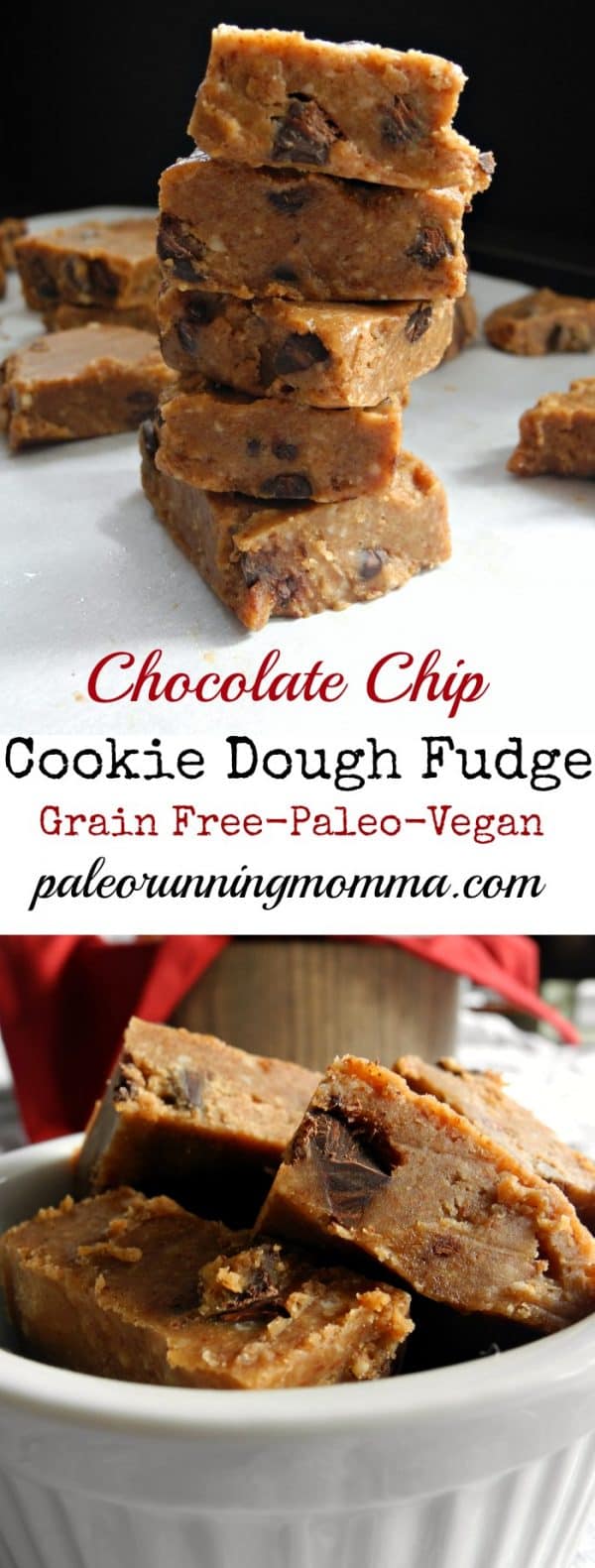 Chocolate Chip Cookie Dough Fudge Paleo & Vegan