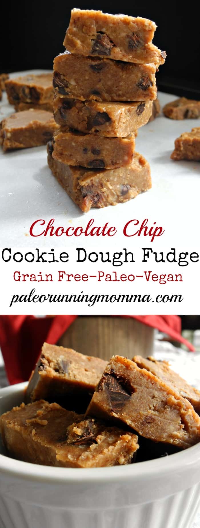 Chocolate Chip Cookie Dough Fudge #glutenfree #grainfree #vegan #paleo