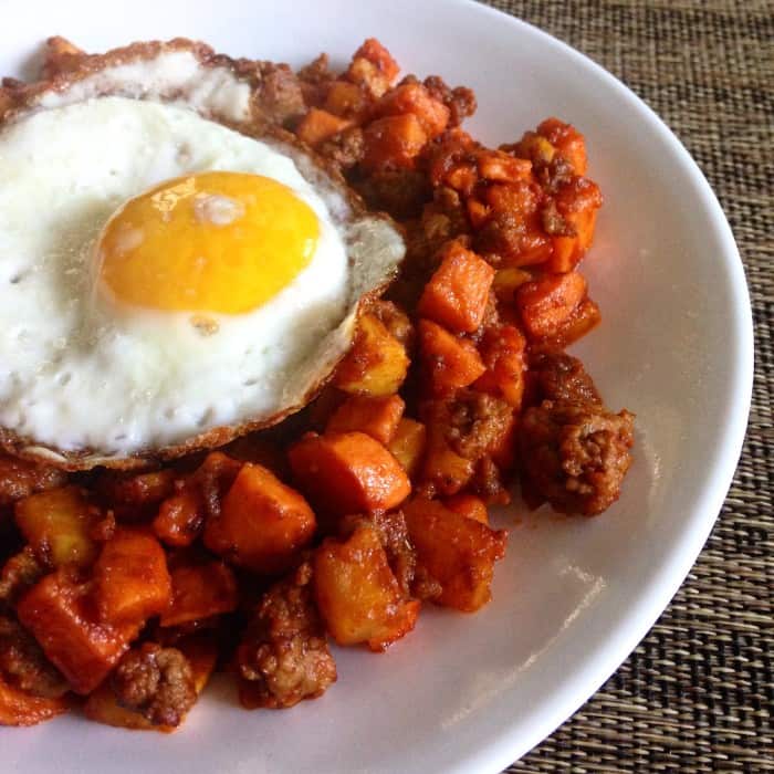 "Sloppy Joe" sweet potato hash