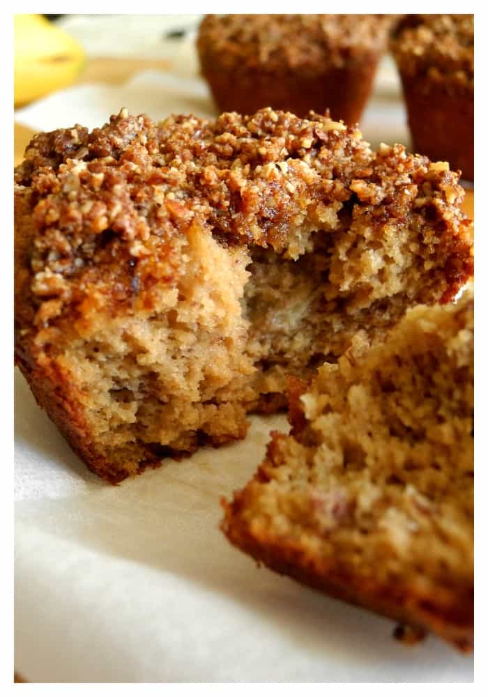 Banana almond coffee cake muffin