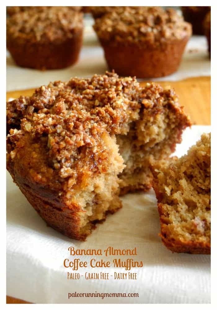 banana almond coffee cake muffins {paleo}