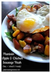 Plantain Apple Chicken Sausage Breakfast Hash {Paleo}