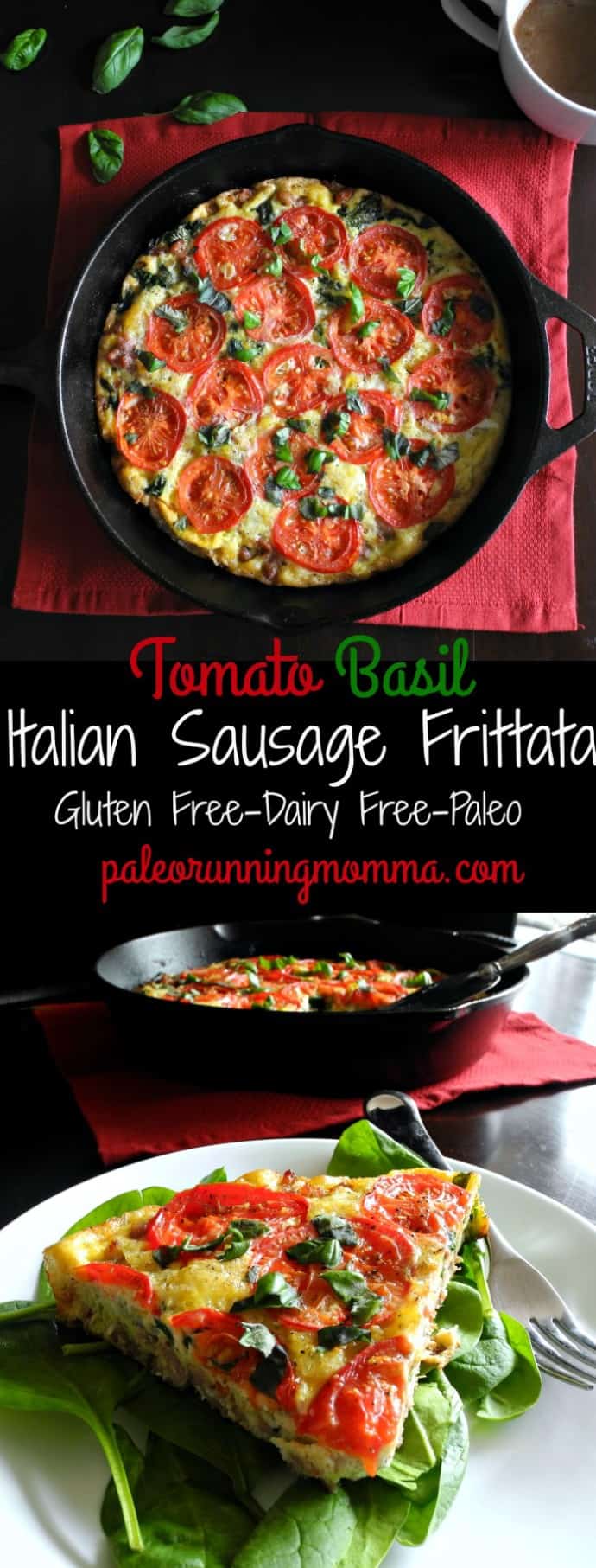 Sausage Tomato Basil Frittata #glutenfree #dairyfree #paleo #whole30