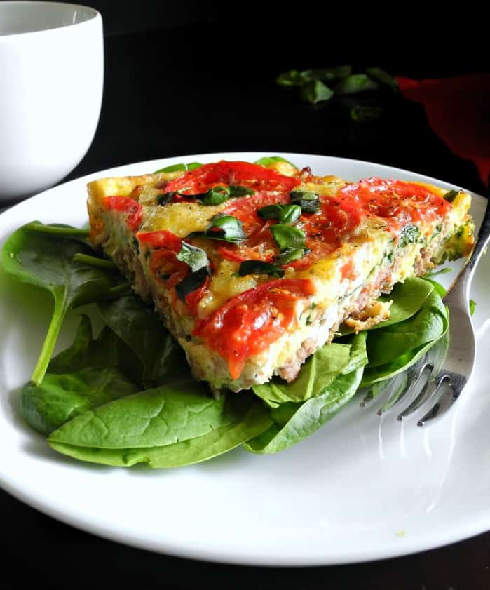 Sausage Tomato Basil frittata #paleo #glutenfree #whole30 @paleorunmomma