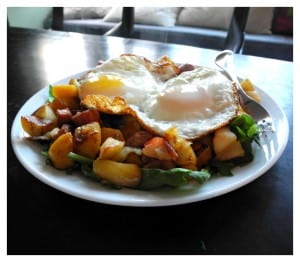 plantain, apple & chicken sausage quick hash