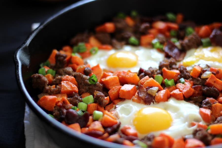 Paleo and Whole30 Carrot and Beef Hash with Bacon