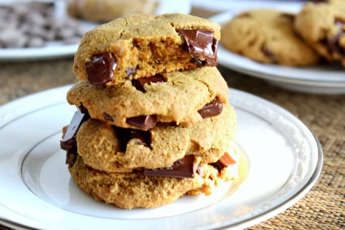 big soft paleo chocolate chunk cookies - nut free option, grain free, gluten free