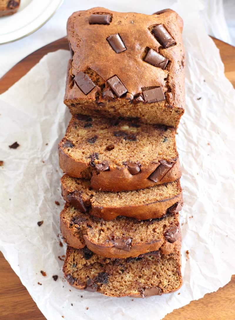 Chocolate Chunk Banana bread with almond butter - paleo