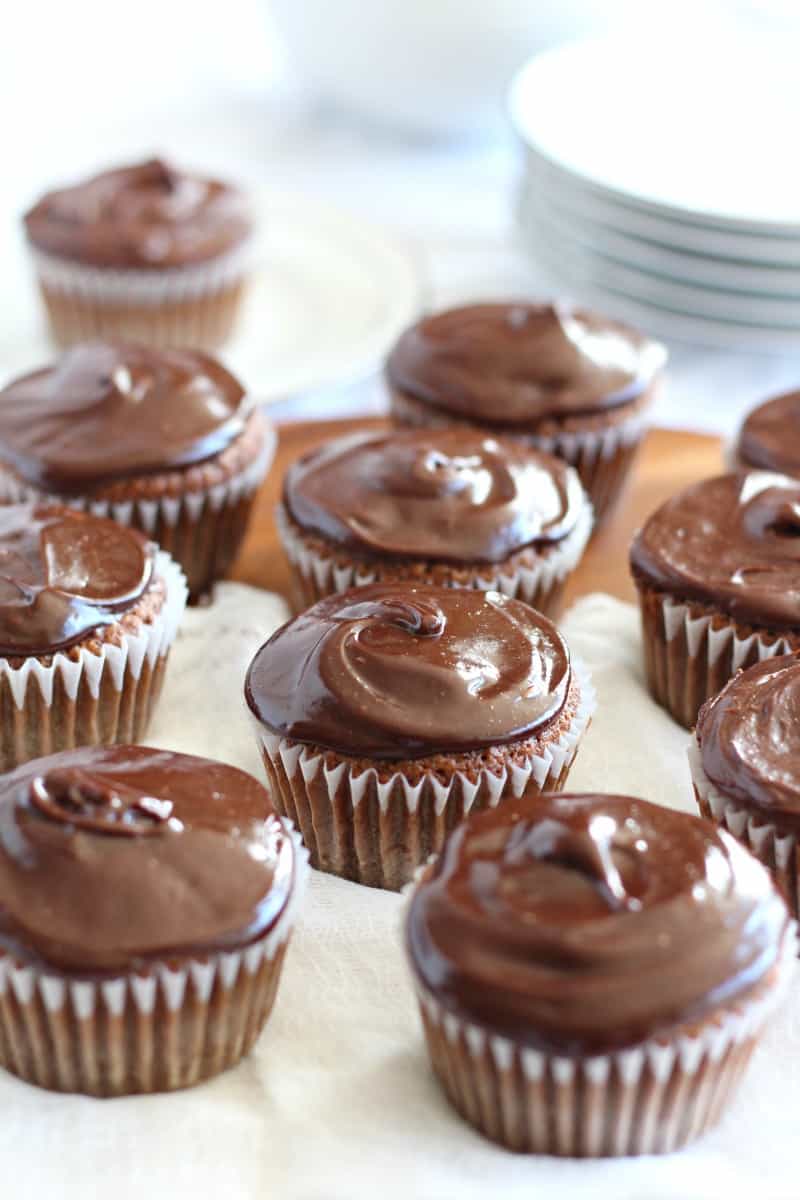 Vanilla cupcakes with chocolate ganache