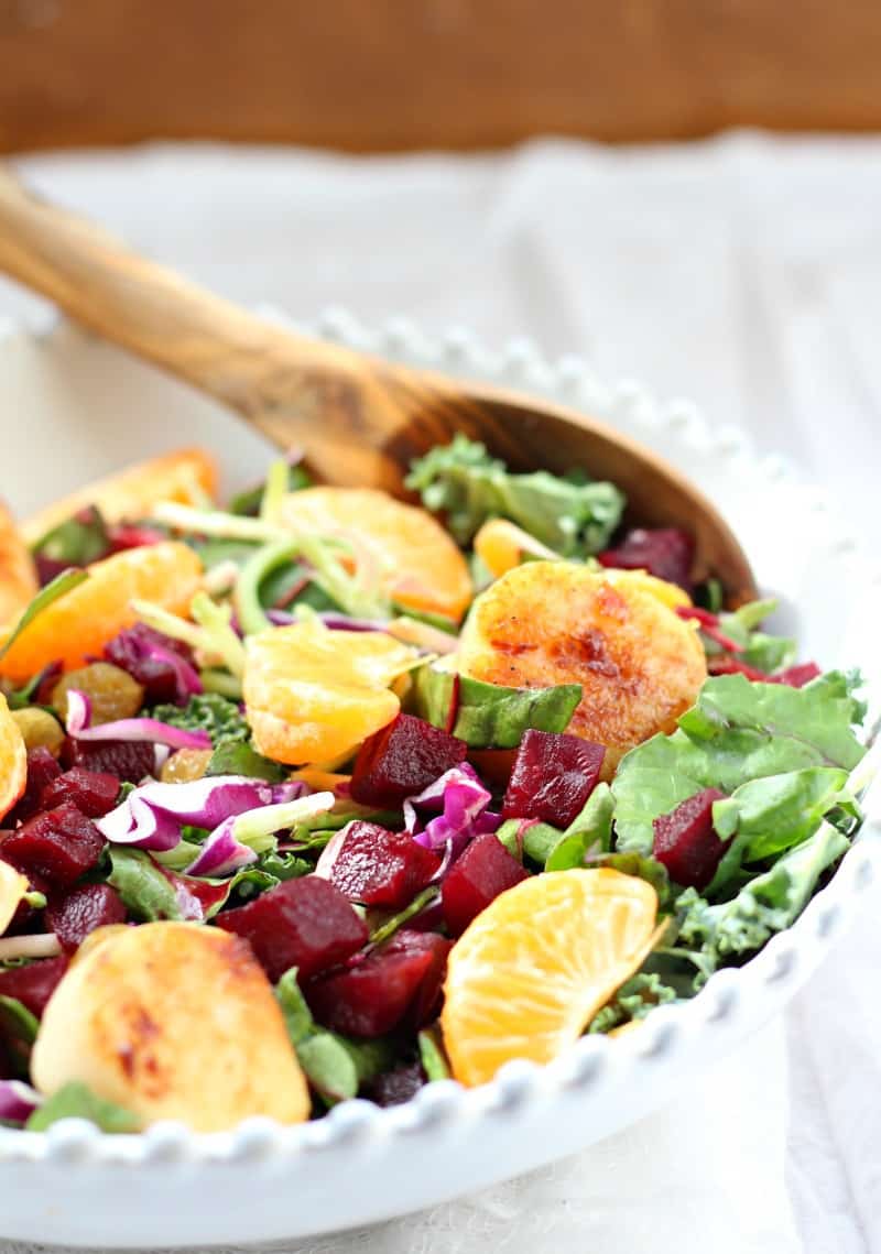 Beets and greens salad with honey balsamic and citrus