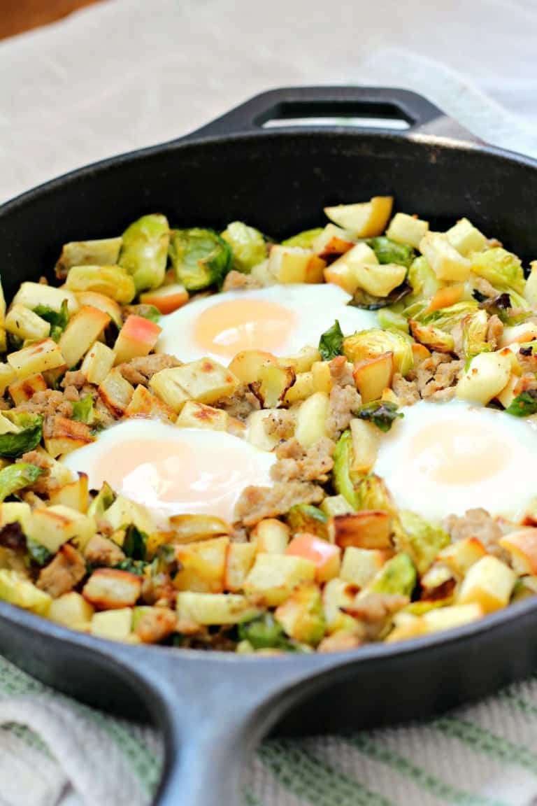 Sweet Potato Hash w/ Brussels Sprouts, Apples & Turkey {Whole30}