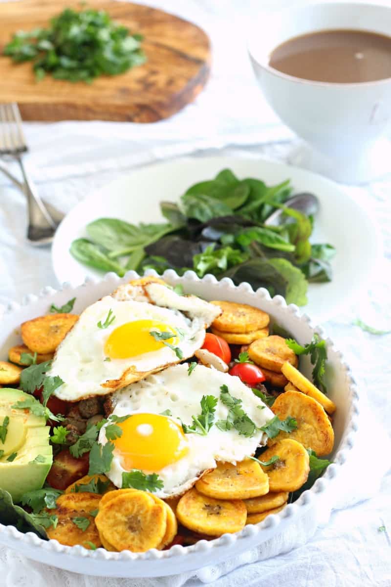 Breakfast taco salad with plantain chips - paleo and whole30