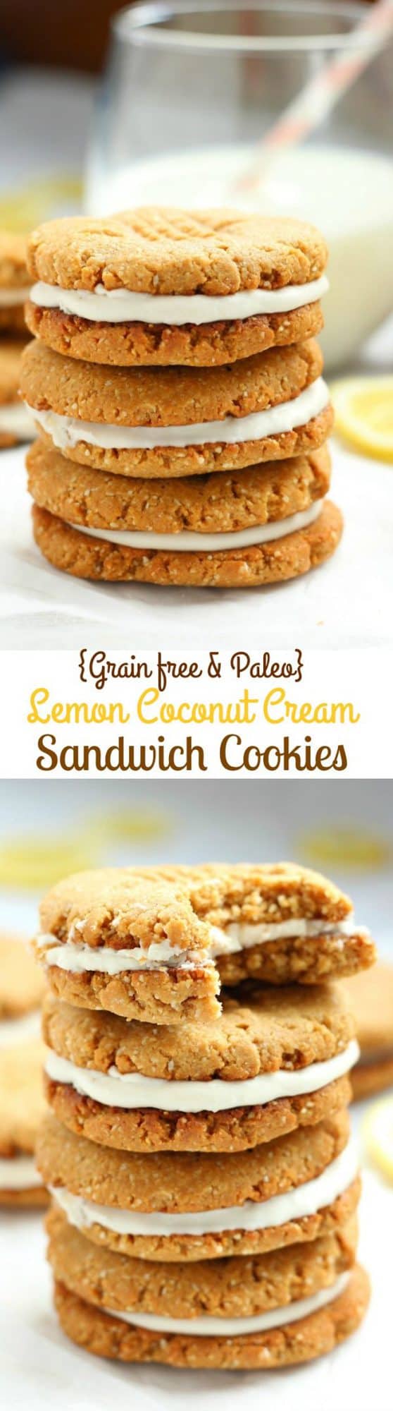Lemon Coconut Cream Sandwich Cookies {Paleo}