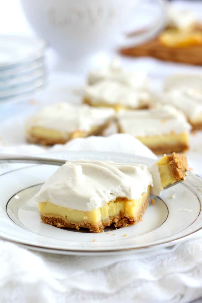 Triple Layer Paleo Lemon Bars - dairy free with coconut whipped cream