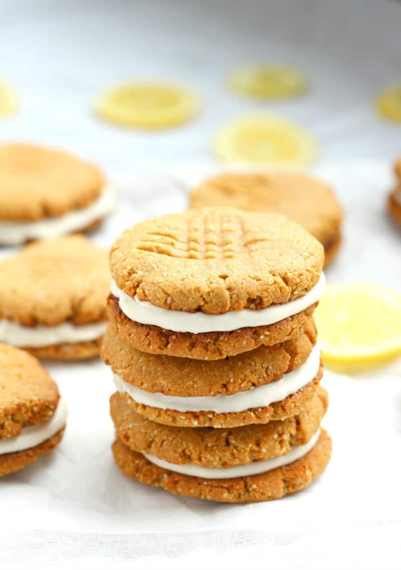 lemon coconut cream paleo and grain free sandwich cookies