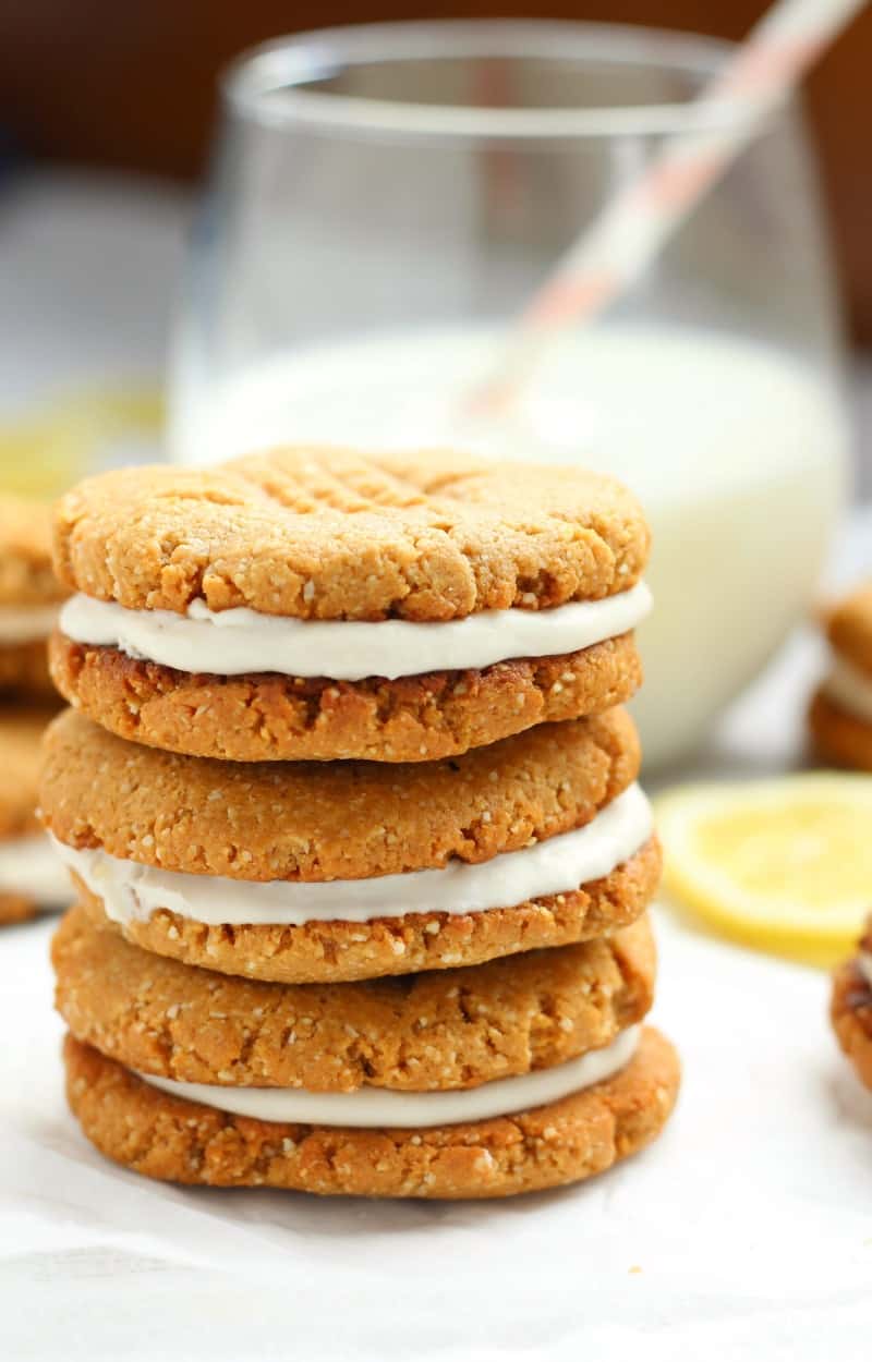 lemon coconut cream sandwich cookies - gluten free, dairy free, paleo