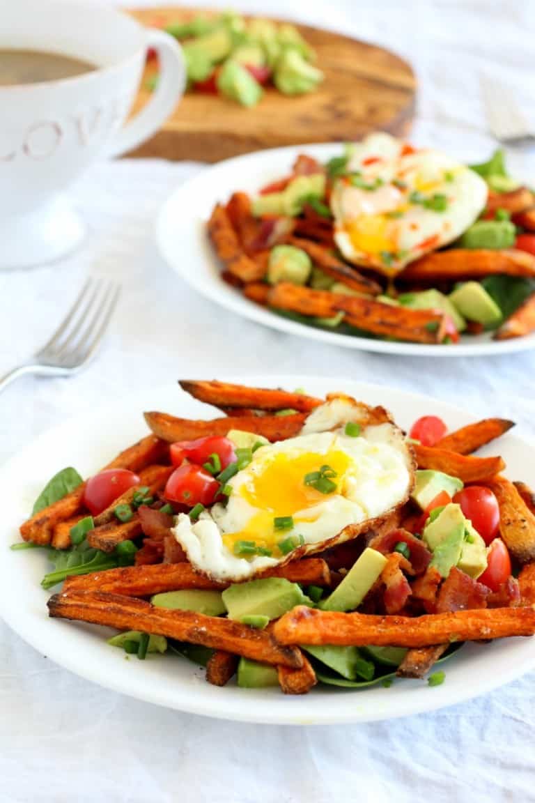 Smothered Breakfast Sweet Potato Fries {Paleo & Whole30}