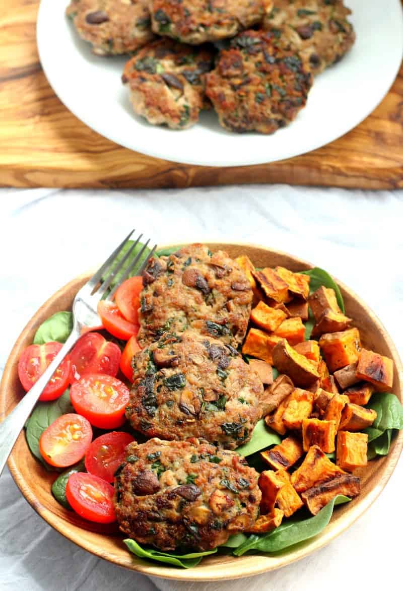 mushroom spinach homemade paleo and whole30 sausage patties