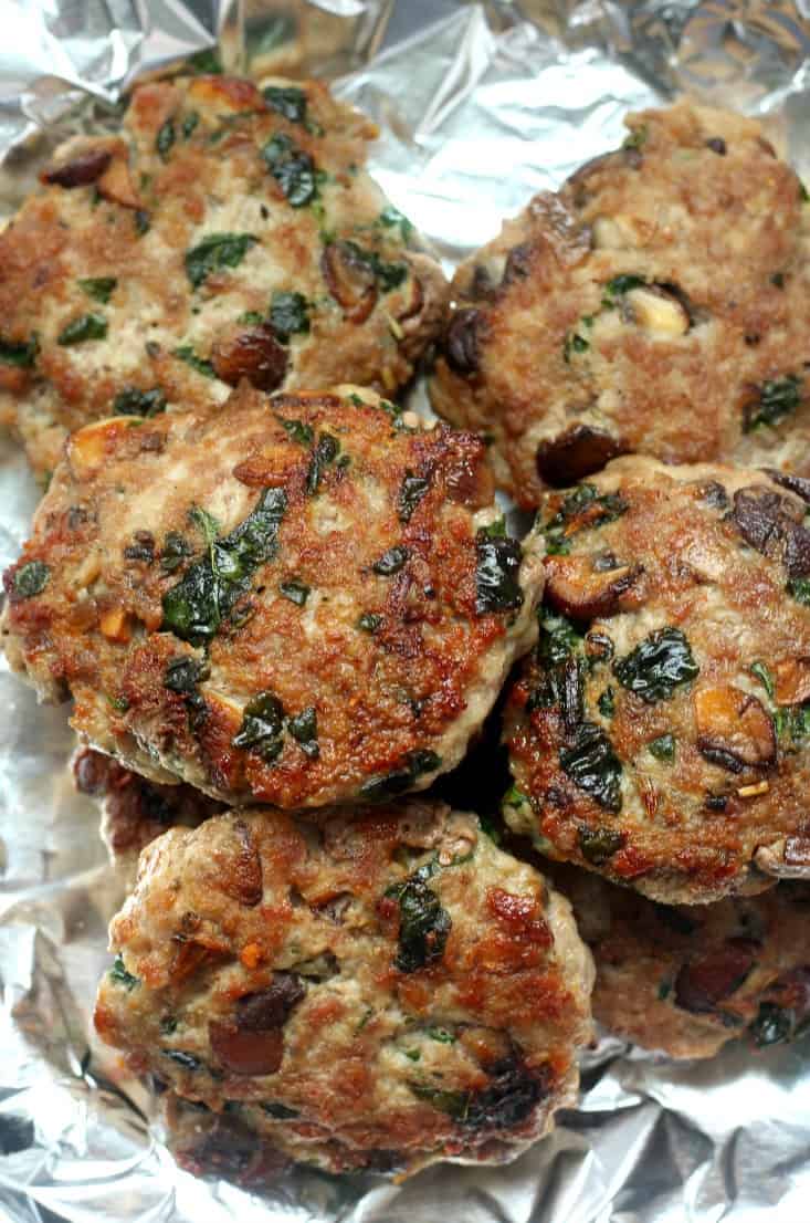 mushroom spinach pork sausage patties