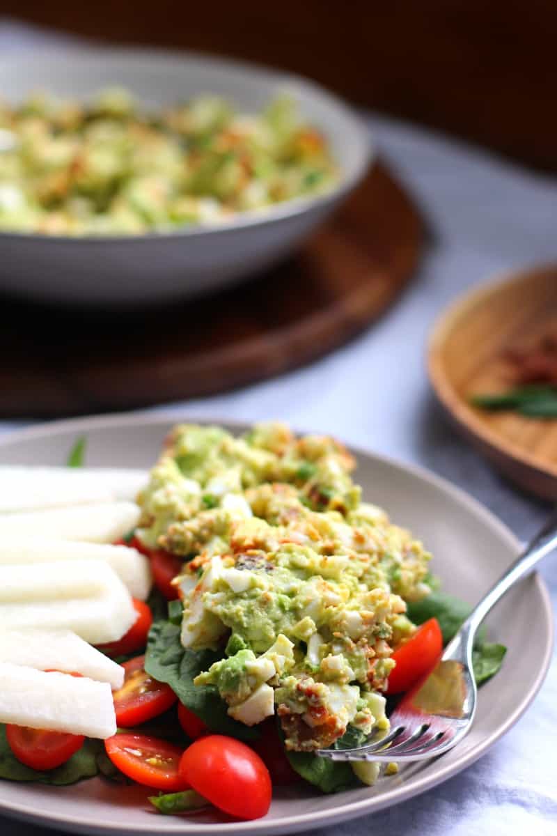 Deviled Avocado egg salad that's paleo and whole30 friendly plus mayo free