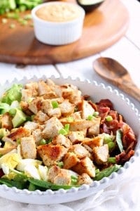 Chicken cobb salad with paleo buffalo ranch 2 ways