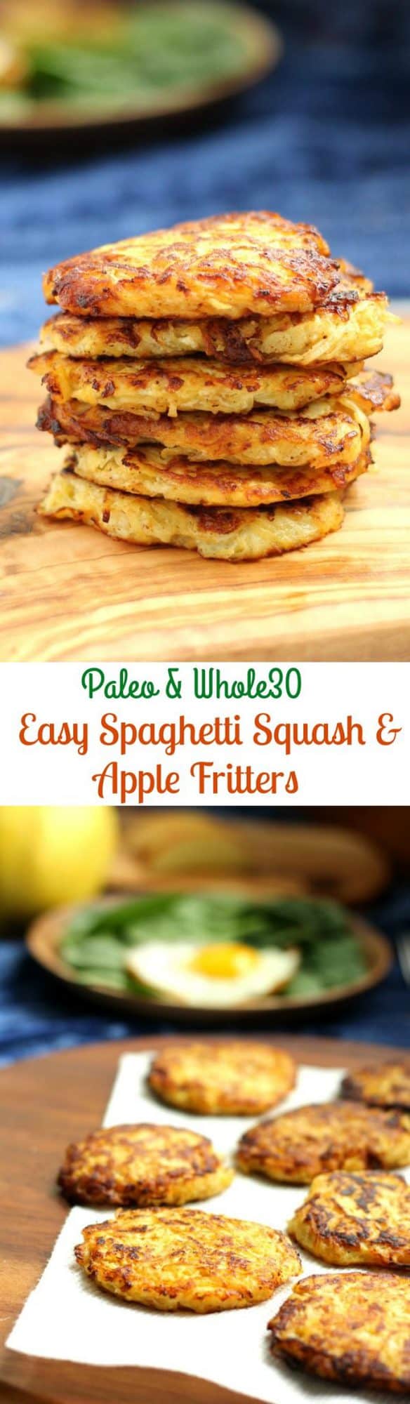 Spaghetti Squash Apple Fritters {Paleo & Whole30}