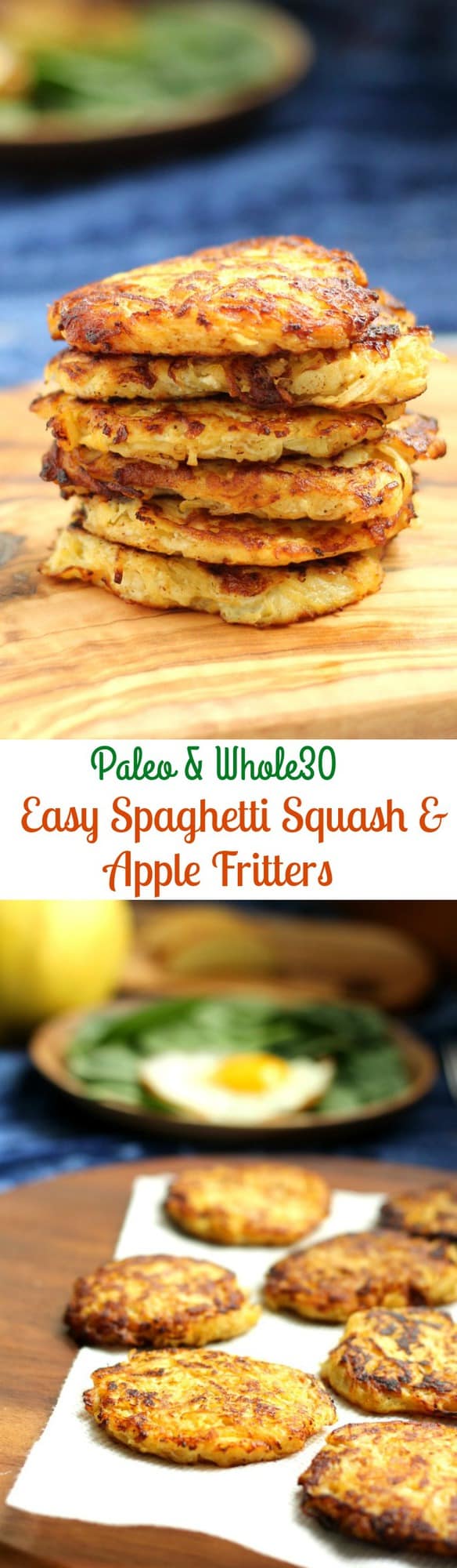 Spaghetti squash and apple fritters that are Paleo and Whole30 friendly, grain free and couldn't be easier!