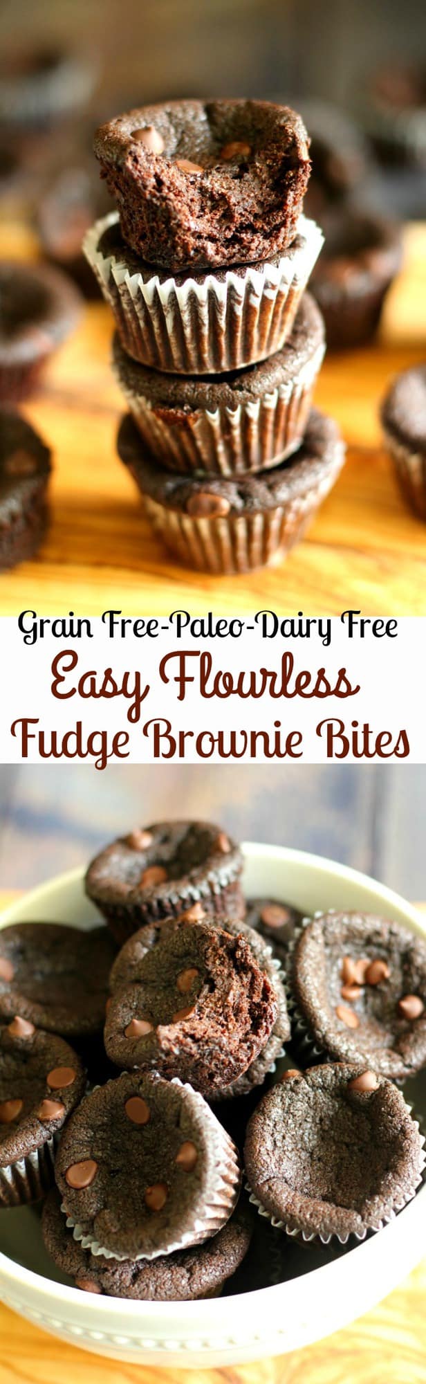 easy flourless fudge brownie bites - grain free, paleo, dairy free