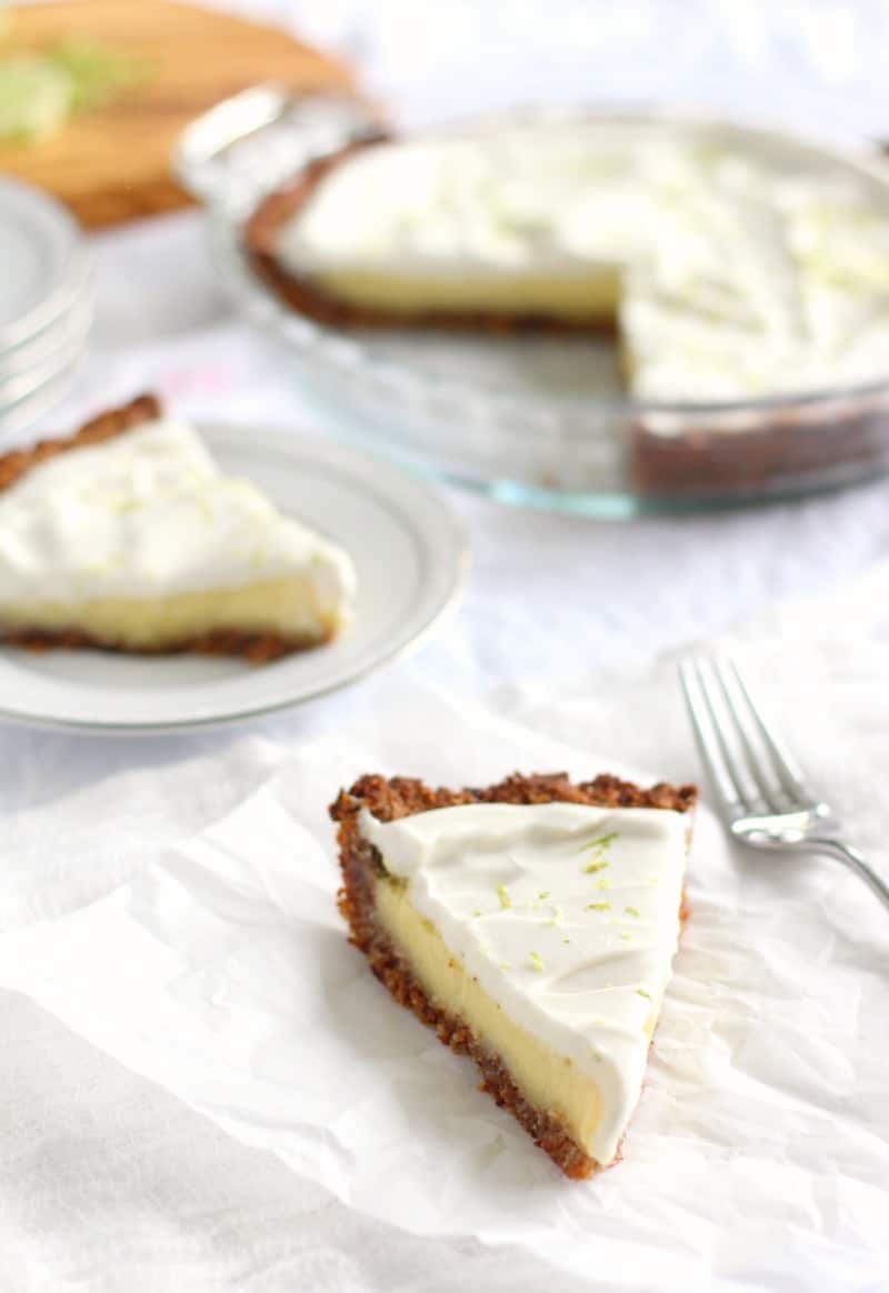 key lime pie - paleo and dairy free with coconut pecan crust