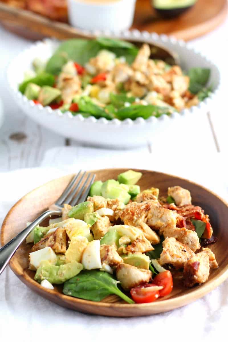 paleo chicken cobb salad with homemade buffalo ranch