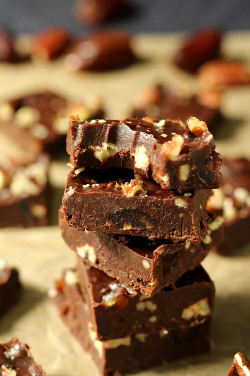 paleo vegan dark chocolate fruit and nut fudge