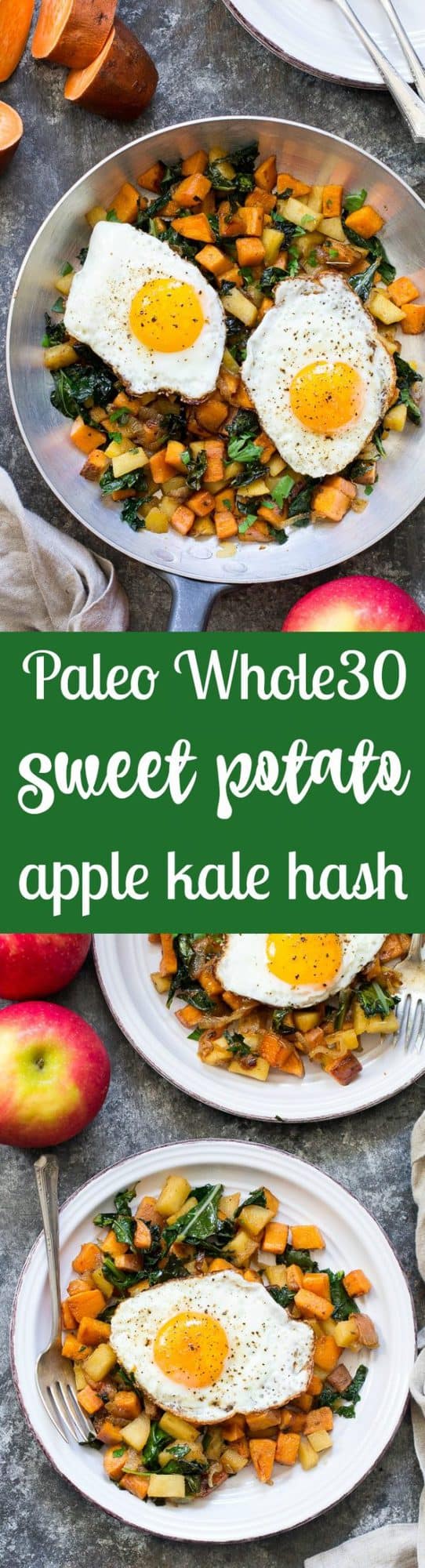 Sweet Potato Apple Kale Hash with Caramelized Onions {Whole30}