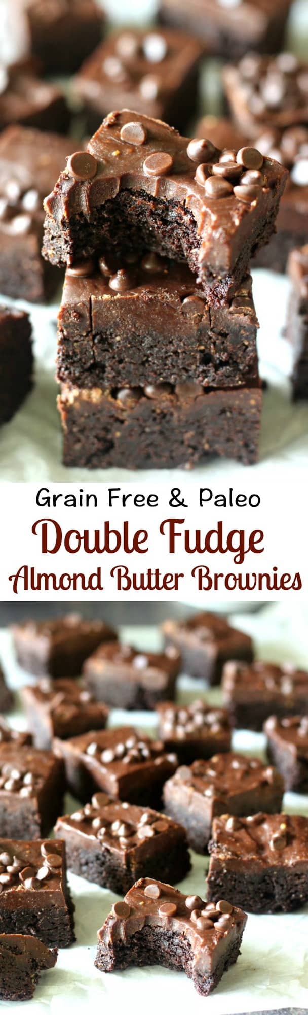 Grain Free and Paleo Double Fudge Almond Butter Brownies - rich, decadent, gluten free, dairy free, soy free, no refined sugar
