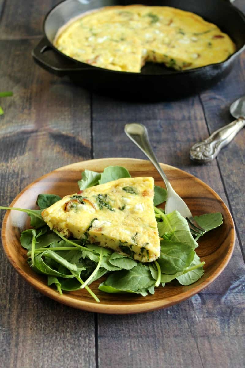 bacon and caramelized frittata with goat cheese