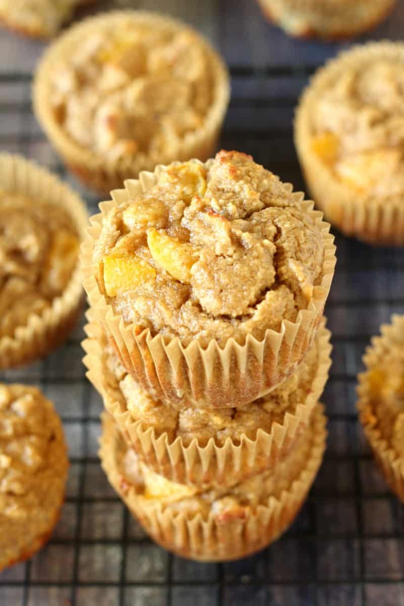 grain free and paleo banana peach muffins