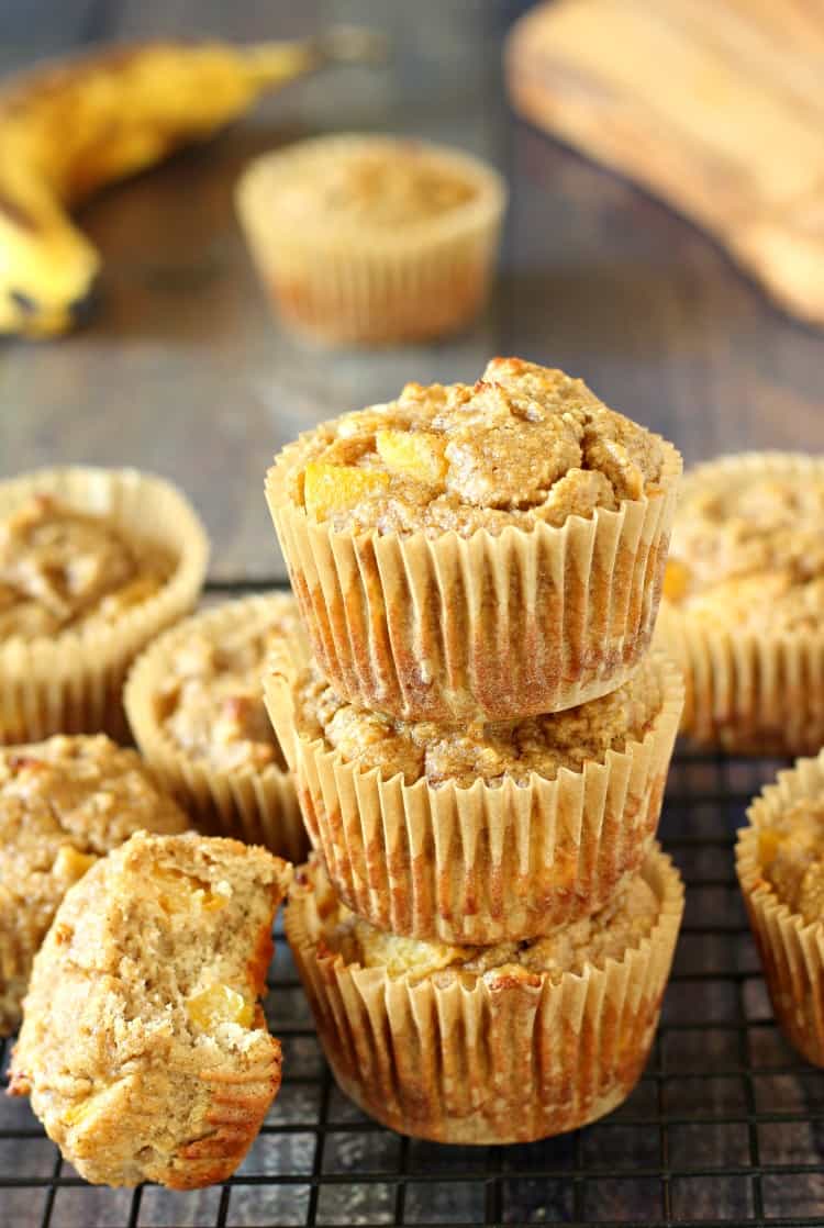 grain free and paleo peach and banana muffins