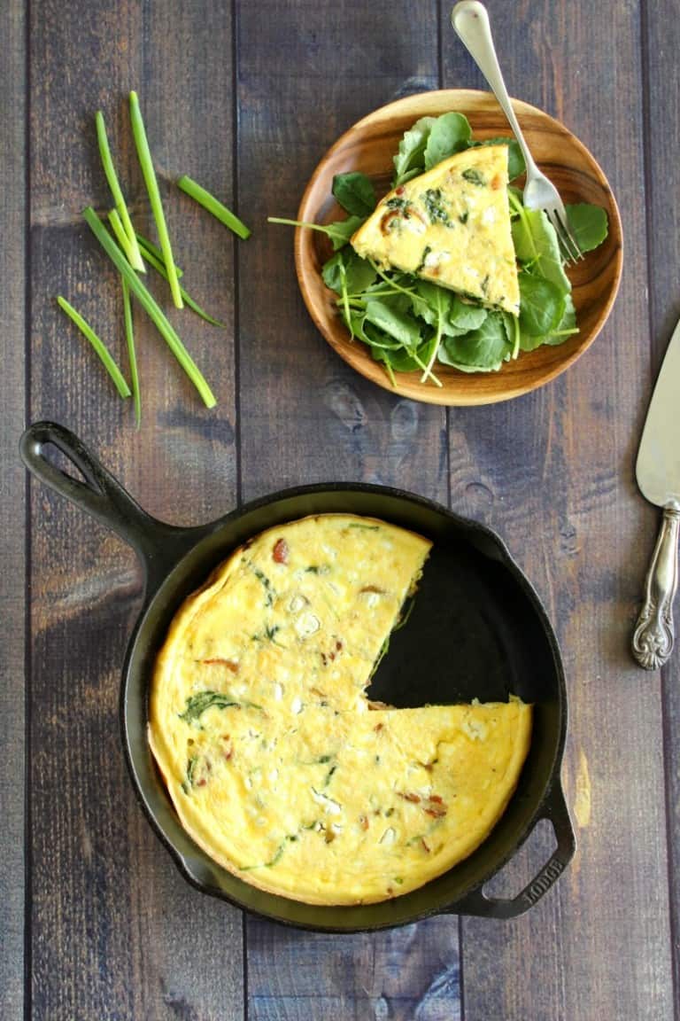 Bacon Frittata with Caramelized Onions and Goat Cheese {Low Carb}