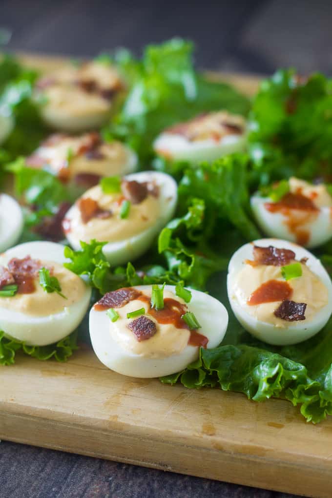Spicy Deviled Eggs with Sriracha Mayo {Paleo}