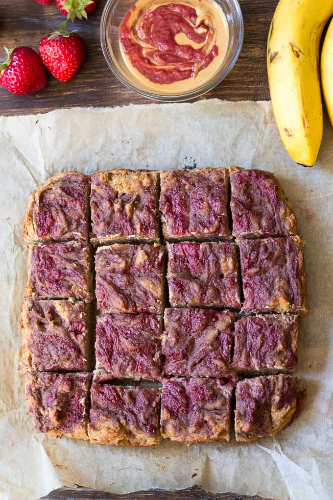 Strawberry banana bread breakfast bars-7